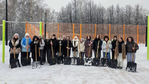 В Набережных Челнах студенты очистили от снега территорию парка «Гренада»